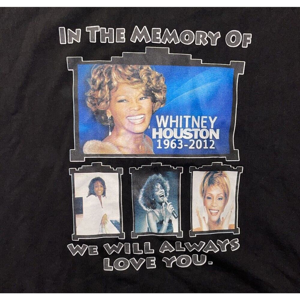 Whitney Houston Memorial T Shirt Rap 2XL‎ Will Always Love You Heavyweight Black